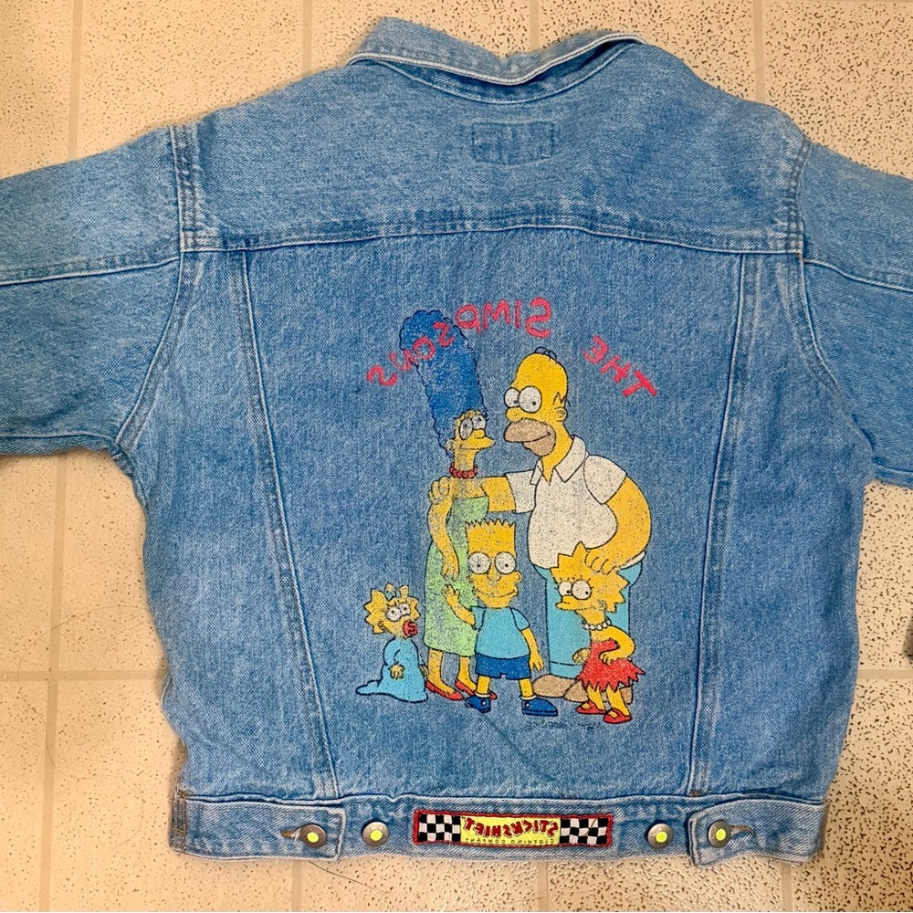Rare Vintage The Simpsons Embroidered Light Blue Denim Jacket - Unbranded